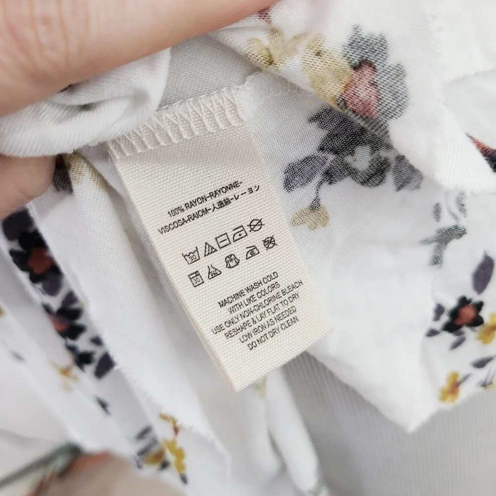 Free People short sleeve floral peasant top white yellow black size small